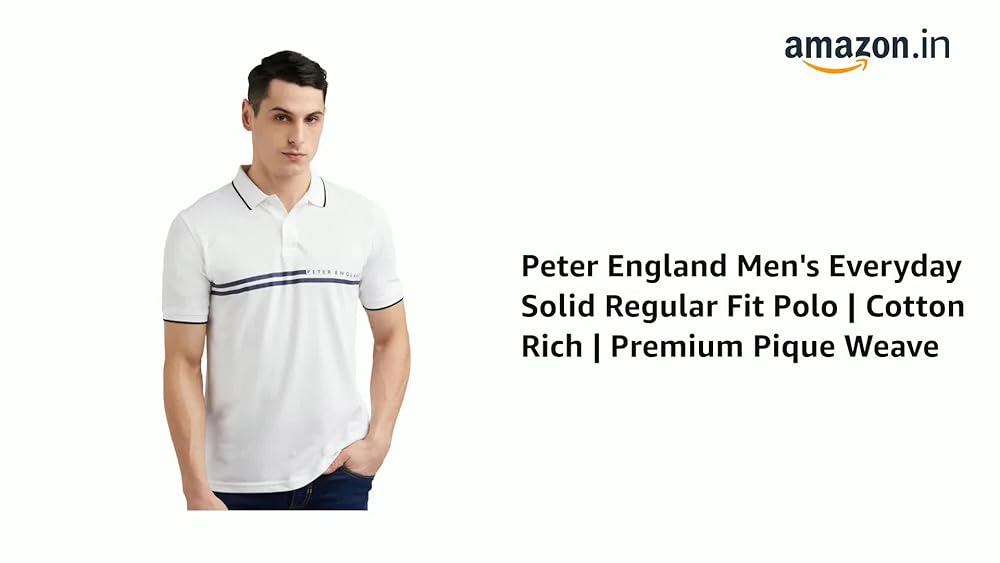 Peter England Men's Solid Regular Fit Polo Cotton Rich - Image 3