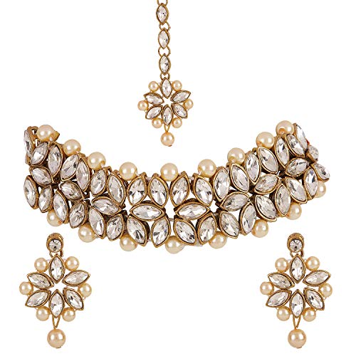 Shining Diva Antique Kundan Choker Necklace Set for Women - Image 2