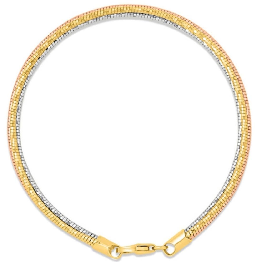 ZAVYA 925 Sterling Silver Triple Tone Chain Bracelet