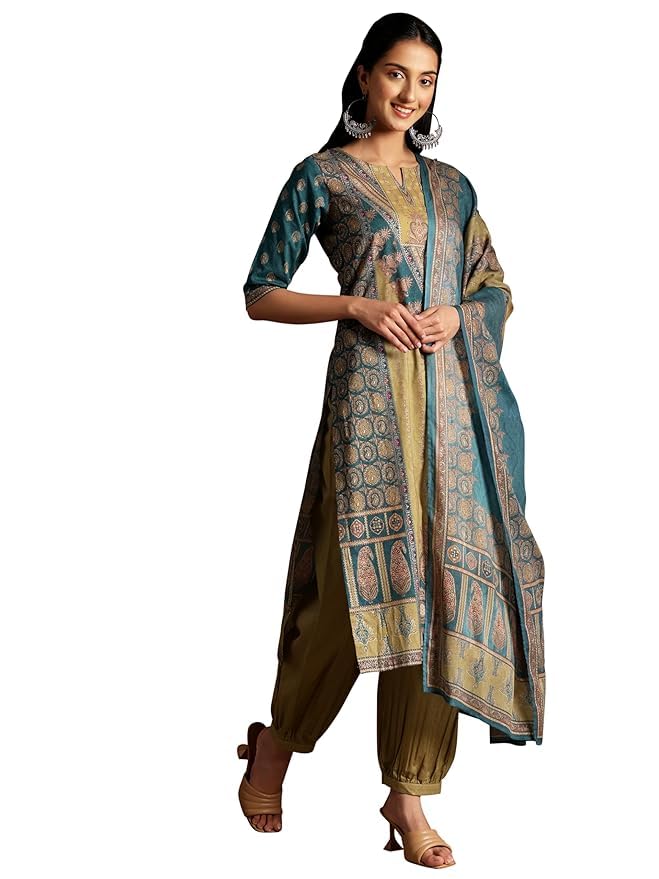 Libas Womens Printed Cotton Straight Kurta With Salwar and Dupatta - Authentic Libas Clothing | UrbanThreads - Image 2