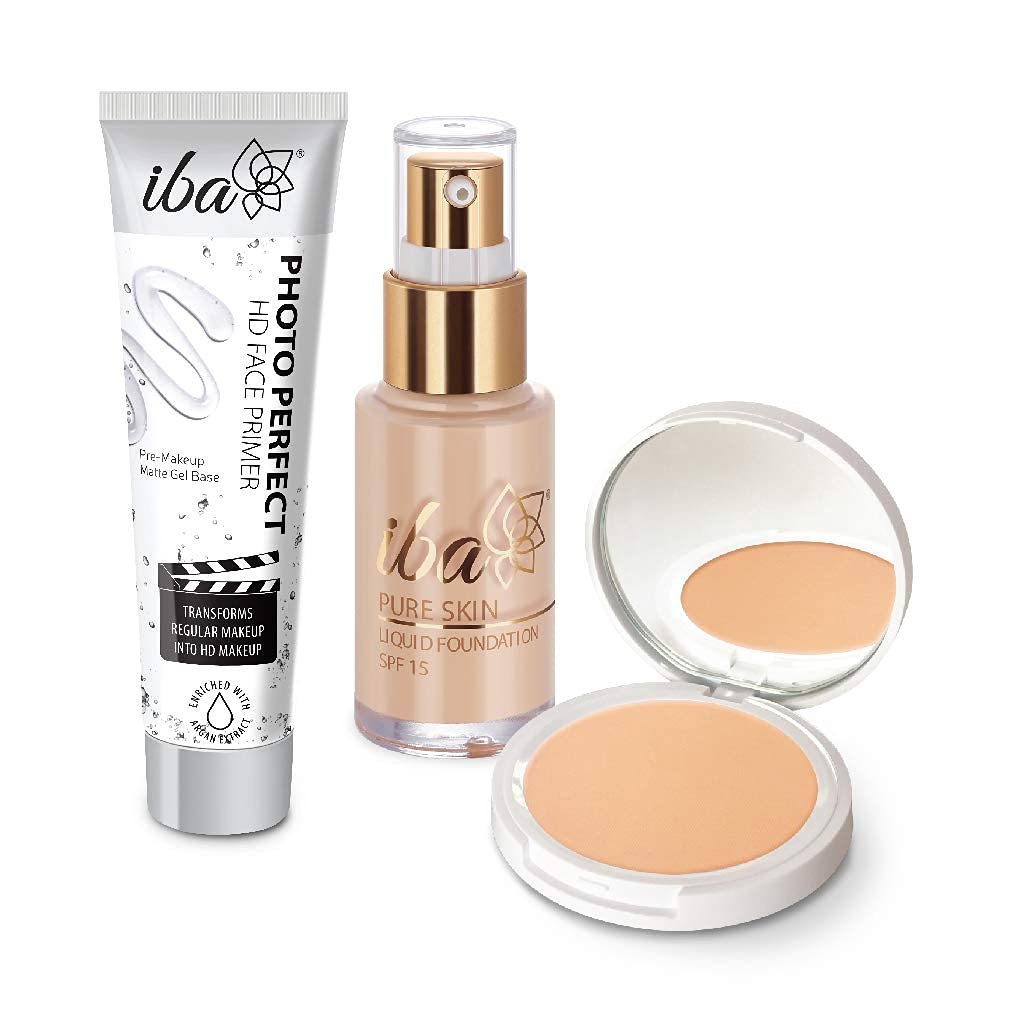 Iba Primer Foundation Compact Base Combo - Ivory Fair