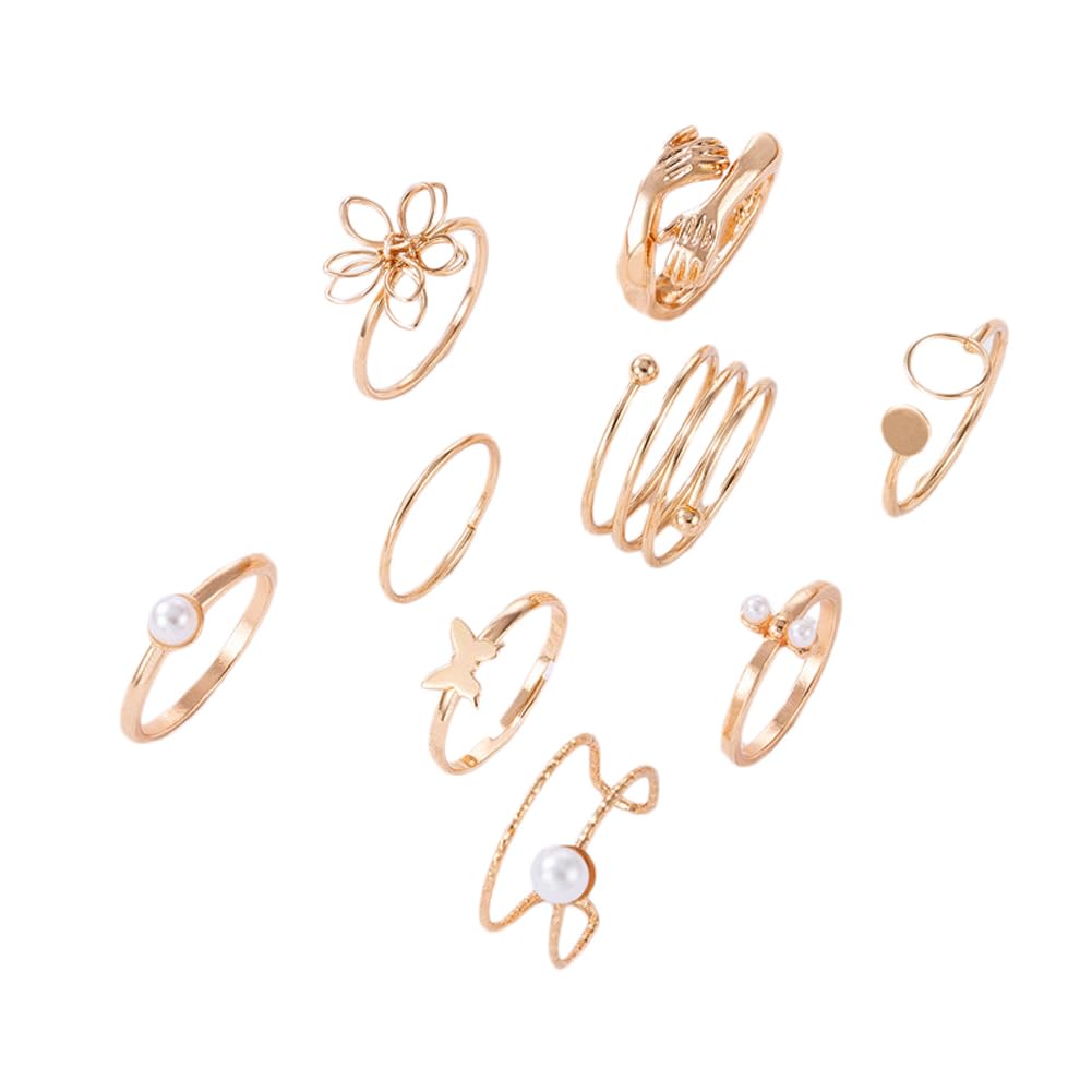 Shining Diva 9 Pcs Stylish Rings for Women and Girls