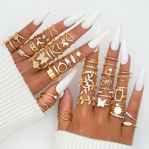 Shining Diva Set of 48 Gold Plated Rings for Women and Girls - Image 4