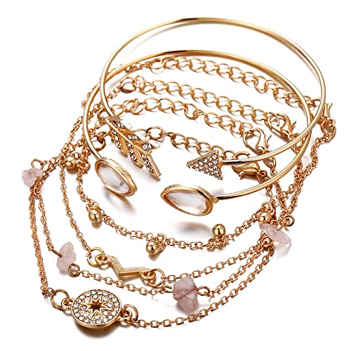 Shining Diva Multilayer Gold Plated Bangle Bracelet for Women - Image 2