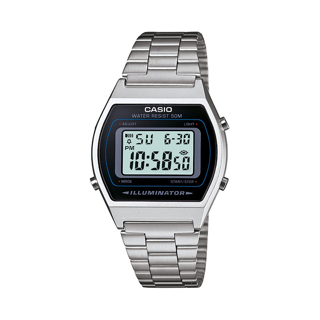 Casio B640WD-1AVDF Digital Unisex Watch Silver Metal Strap