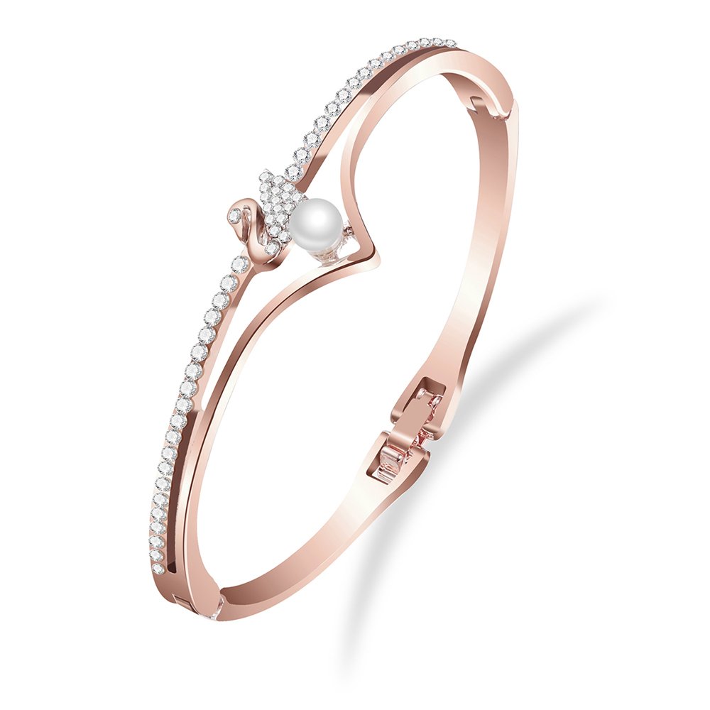 Shining Diva 18k Rose Gold Bracelet for Women and Girls