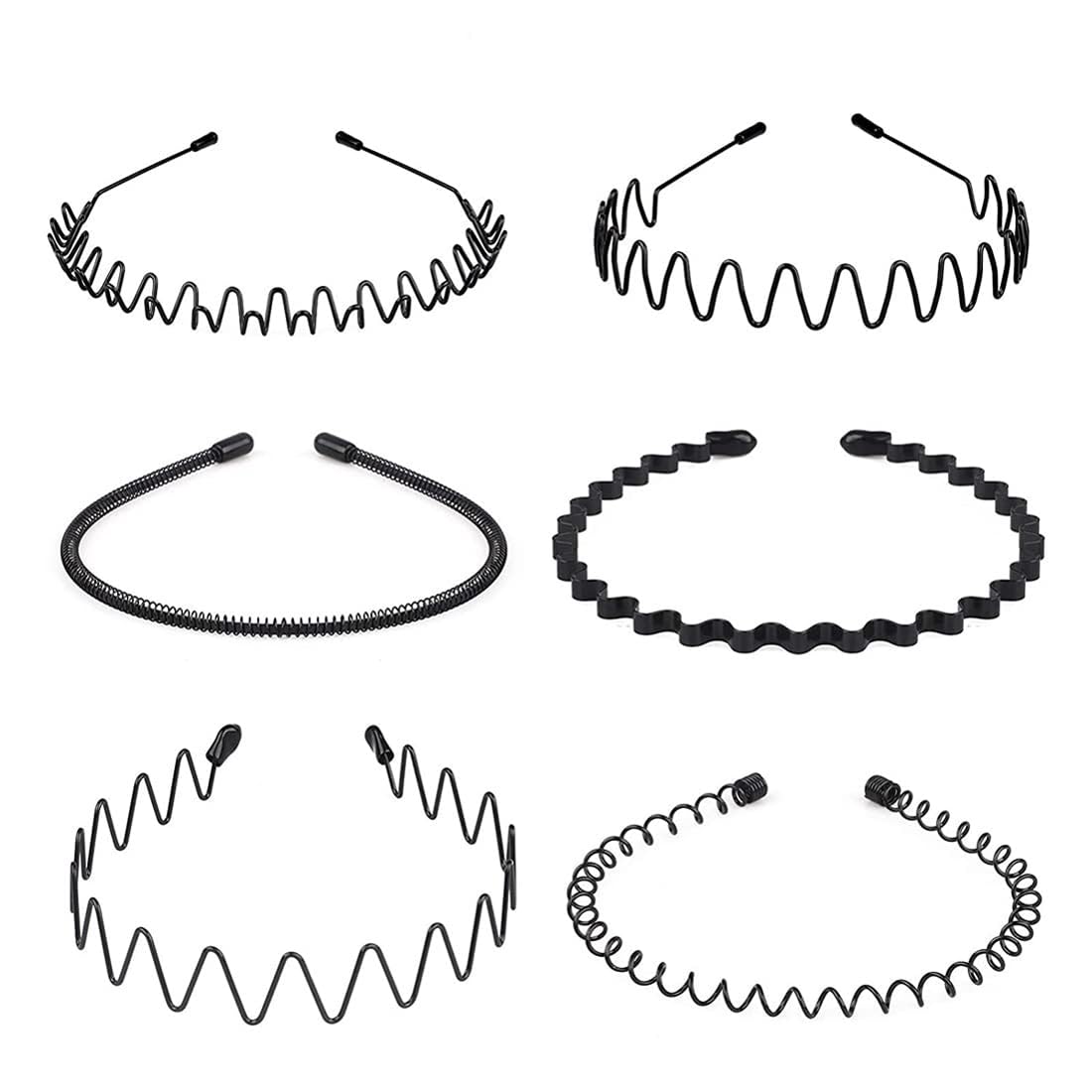 Shining Diva Black Metal Hair Band 6 Pcs Combo for Men Women Kids