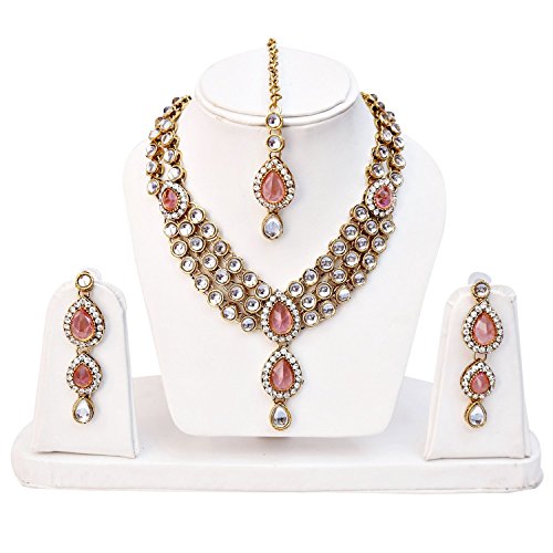 Shining Diva 18k Gold Plated Kundan Necklace Set for Women - Image 4