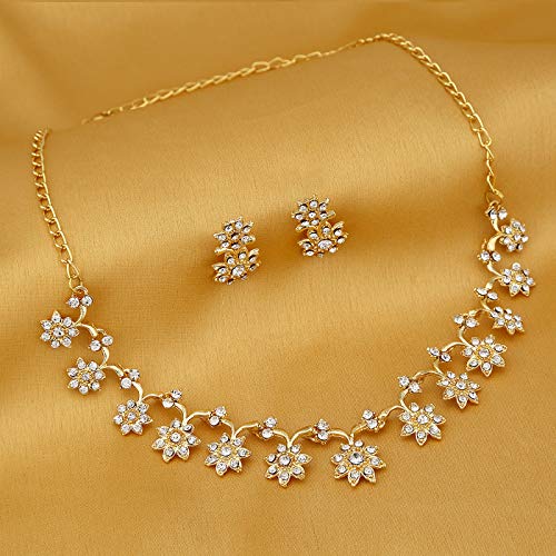 Sukkhi Gold Plated Wedding Jewellery Austrian Diamond Set of 4 - Image 5