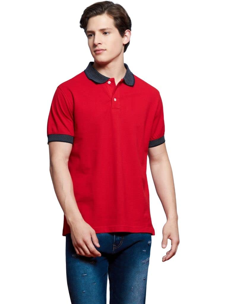 Leriya Fashion Tshirt for Men | Cotton Polyester | Dot Print Polo Neck | Regular Fit Solid T-Shirt f - Authentic Leriya Clothing | UrbanThreads