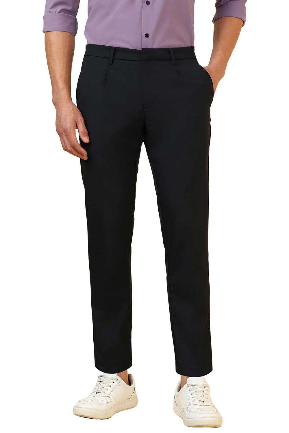 Allen Solly Men Regular Solid Pleated Formal Trousers
