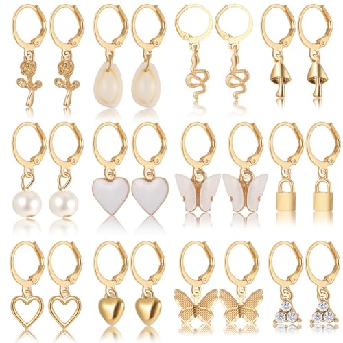Shining Diva 12 Pairs Drop Earrings for Women and Girls - Image 2