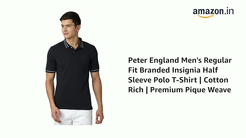 Peter England Men's Regular Fit Insignia Half Sleeve Polo - Image 3