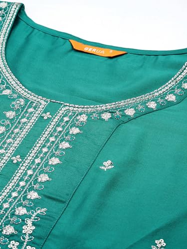 Emerald Green Silk Blend Kurta Set | Elegant Indian Fashion - UrbanThreads - Image 5