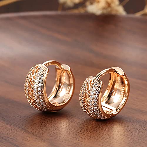 UrbanThreads Rose Gold Zircon Bali Earrings - Image 4