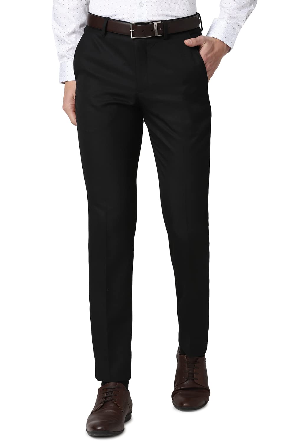 Peter England Men's Slim Fit Mid Rise Pants