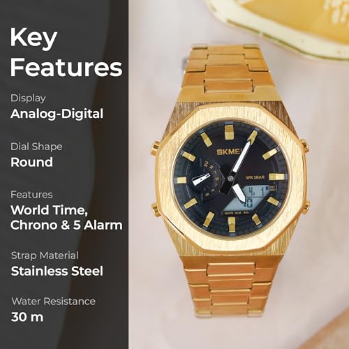 SKMEI Dual-Display Stainless Steel Watch - Image 4