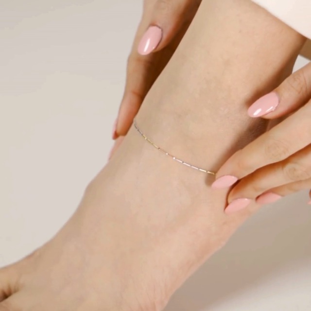 ZAVYA 925 Sterling Silver Designer Triple Tone Rhodium, Gold & Rose Gold Plated Chain Anklet (SIngle - Authentic ZAVYA Fashion | UrbanThreads - Image 4