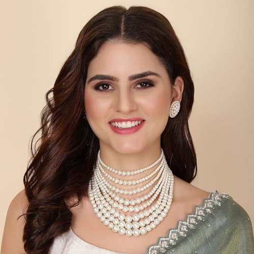 Shining Diva Pearl Necklace Jewellery Set for Women - Image 5