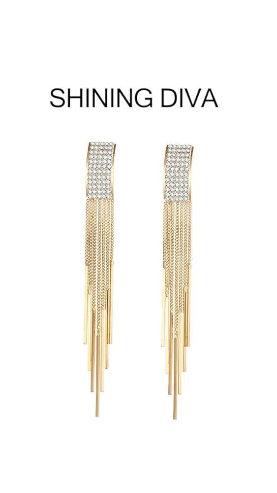 Shining Diva Gold and Silver Plated Tassel Earrings for Women - Image 3