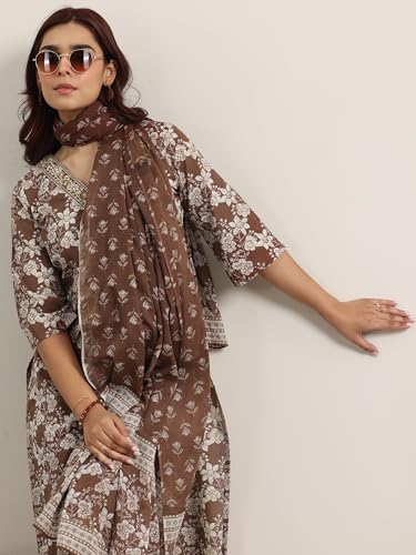 Libas Women's Cotton Kurta Set (400351R_Brown - Authentic Libas Clothing | UrbanThreads - Image 3