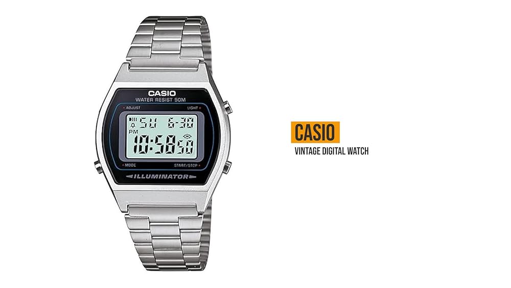 Casio B640WD-1AVDF Digital Unisex Watch Silver Metal Strap - Image 3