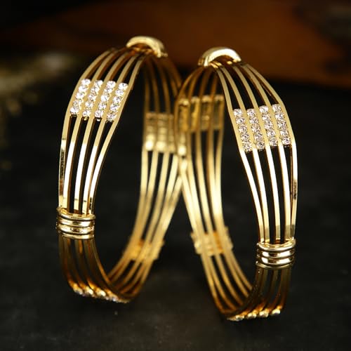 Shining Diva 18k Gold Plated Bangles Set of 2 for Women - Image 5