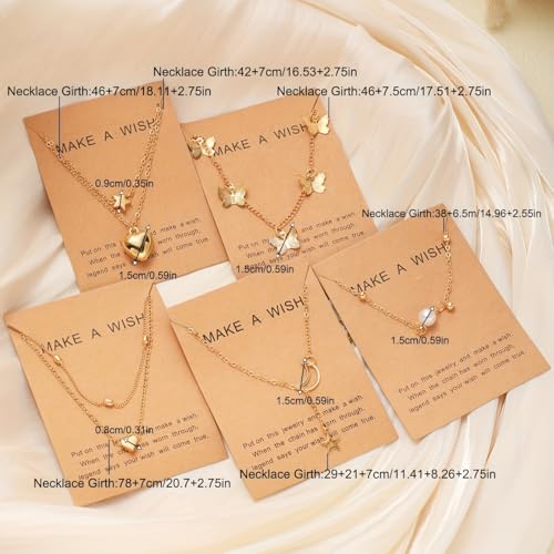 Shining Diva 5 Pcs Heart Butterfly Pearl Necklace Set Women - Image 5