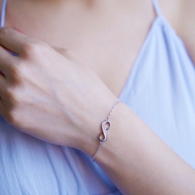 ZAVYA 925 Sterling Silver Infinity Bracelet Rose Gold Plated - Image 3