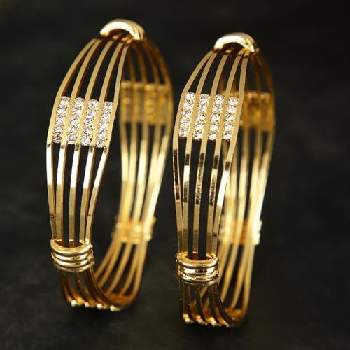 Shining Diva 18k Gold Plated Bangles Set of 2 for Women - Image 4