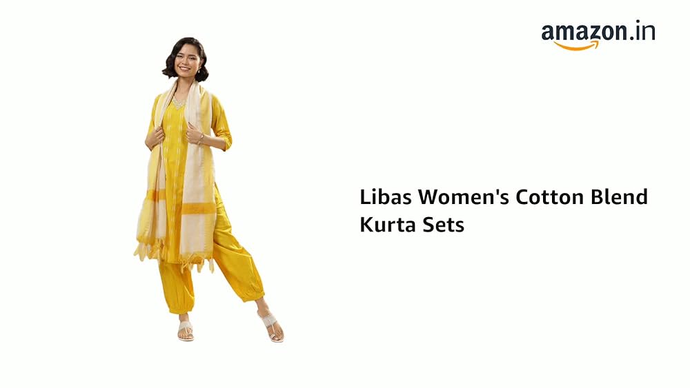 Libas Womens Woven Design Cotton Blend Straight Kurta With Salwar and Dupatta - Authentic Libas Clothing | UrbanThreads - Image 3