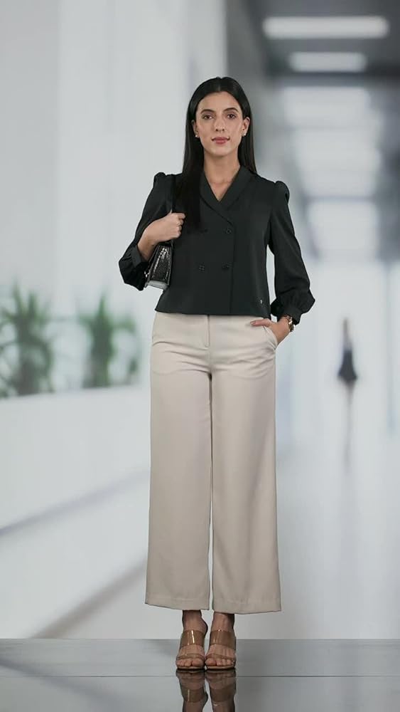 Allen Solly Women's Polyester Solid Regular Fit Blouse - Image 3