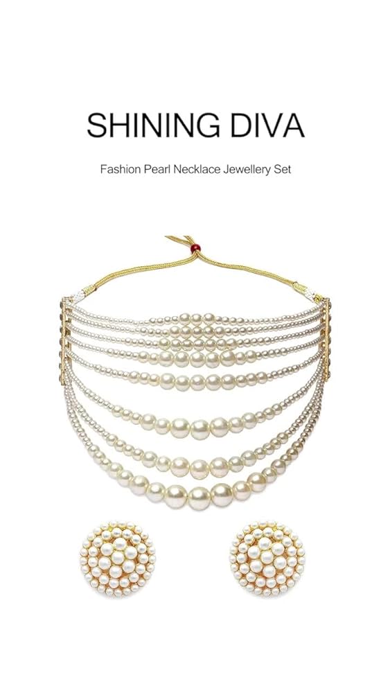 Shining Diva Pearl Necklace Jewellery Set for Women - Image 3