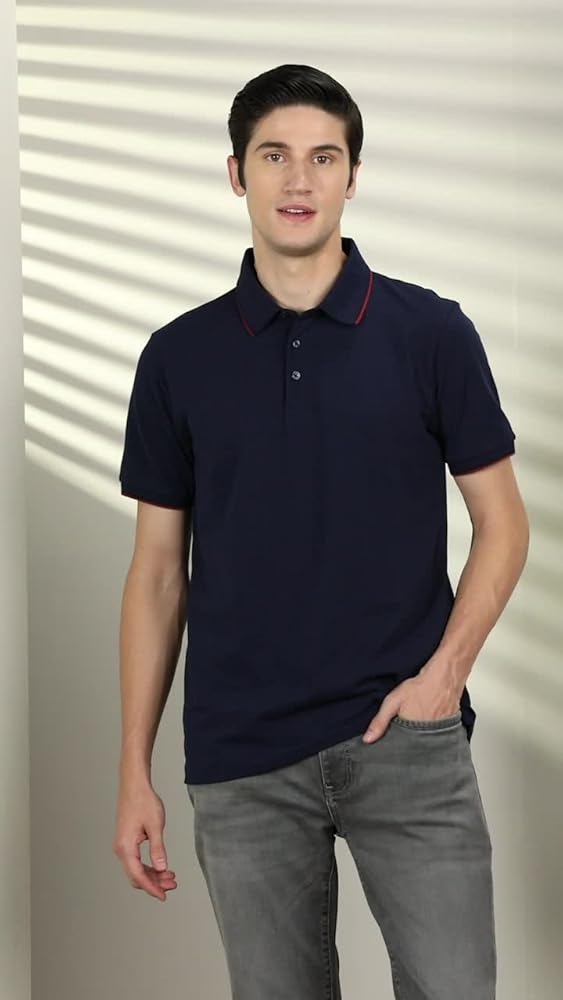 Symbol Men's Cotton Stretch Solid Polo T-Shirt Regular Fit - Image 3