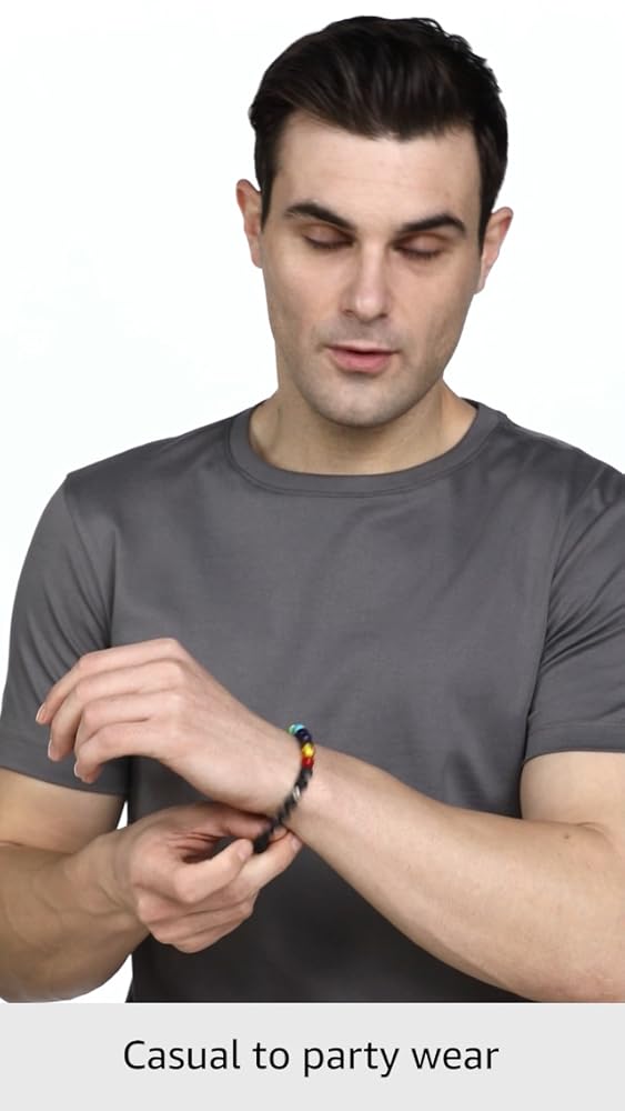 Shining Diva 8mm Lava Rock Beads 7 Chakra Evil Eye Bracelet Unisex - Image 4