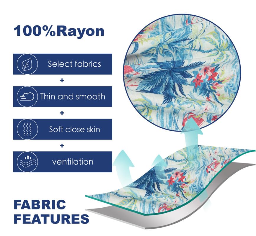 SURF CUZ Mens Hawaiian Shirts Short Sleeve Stretch Casual Aloha Shirt Vacation Mens Tropical Button - Authentic SURF Clothing | UrbanThreads - Image 4