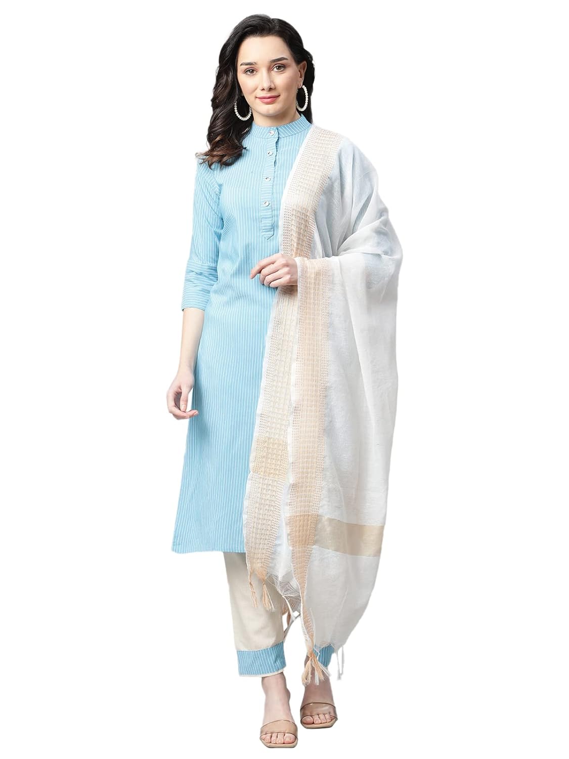 Leriya Fashion Women's Printed Straight Cotton Stitched Kurta Pant with Dupatta - Authentic Leriya Clothing | UrbanThreads