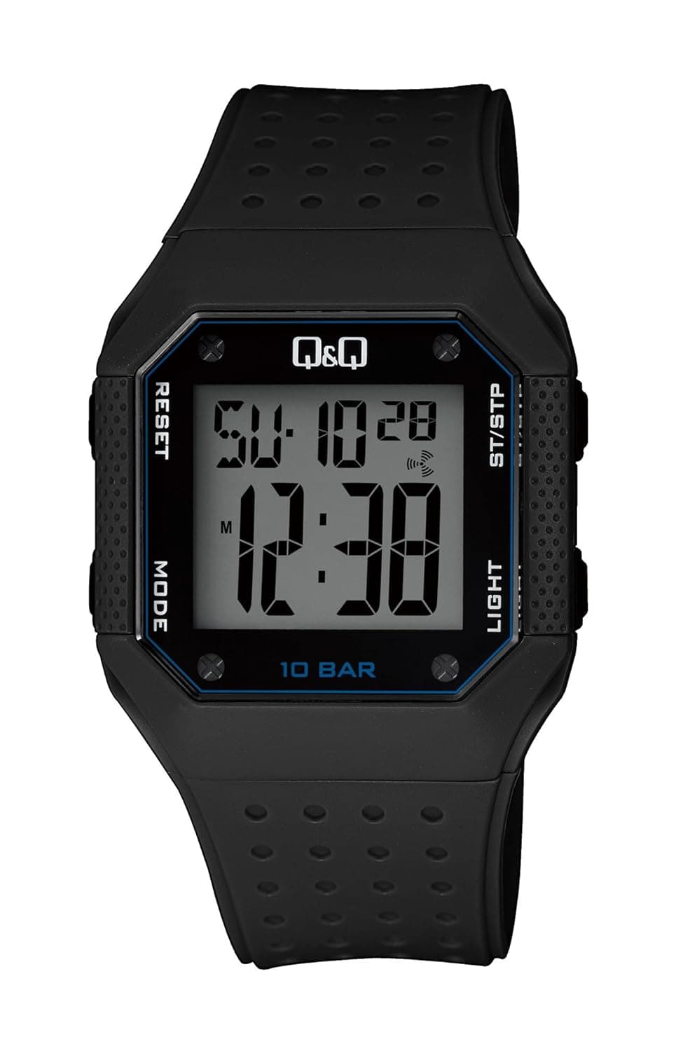 Q&Q Mens Black Sports Digital Watch 100 Meters WR