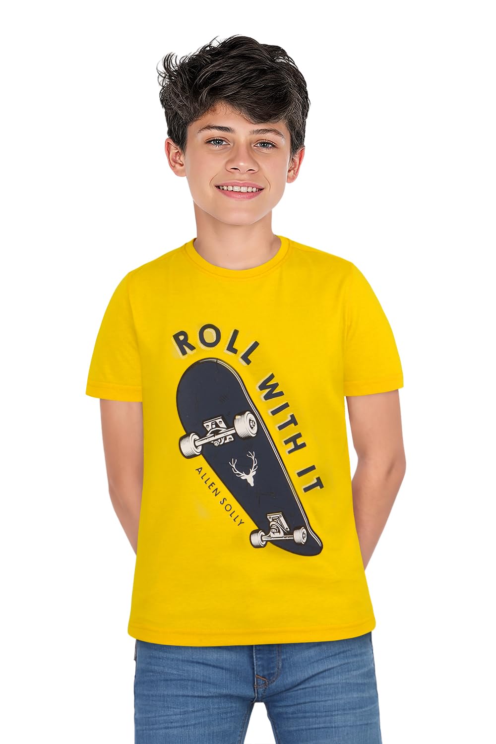 Allen Solly Boys Chest Print Crew Neck T-shirt