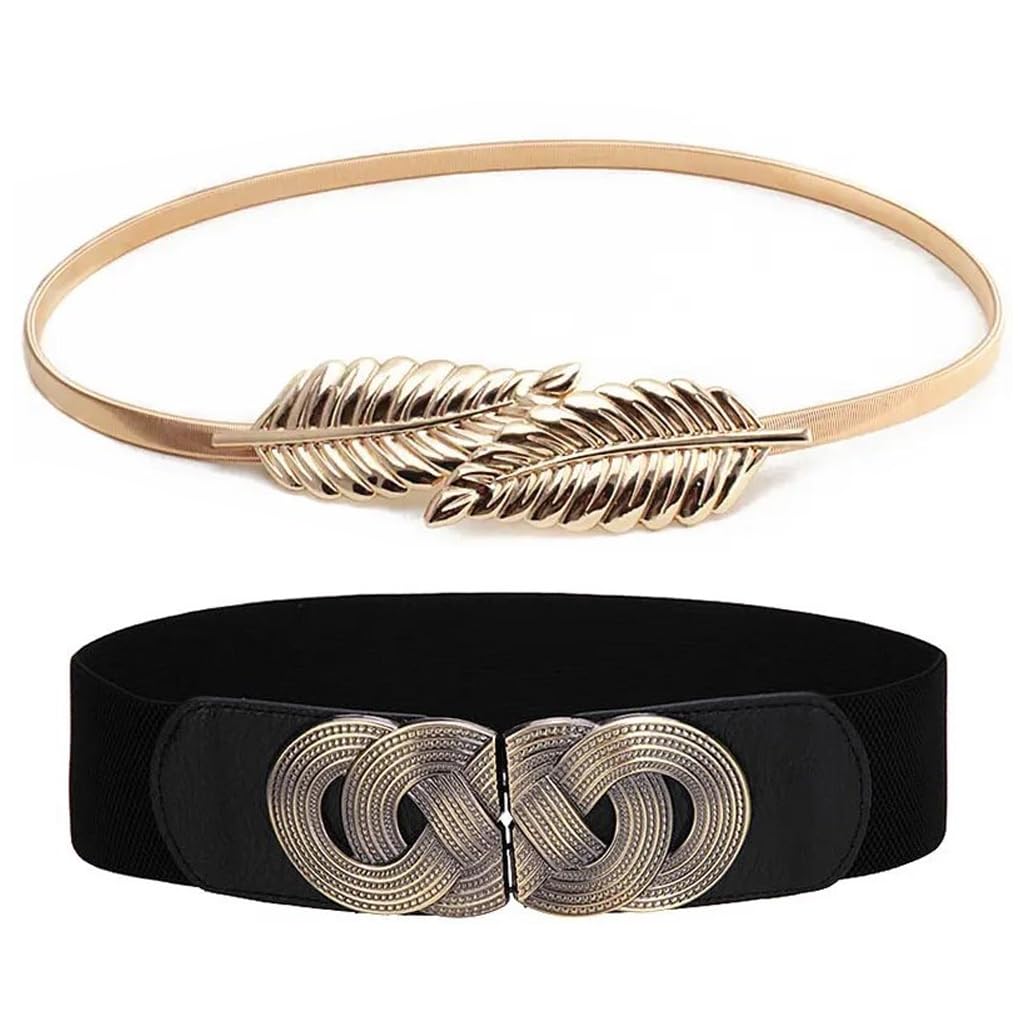 Shining Diva 2pcs Combo Waist Belts for Women and Girls