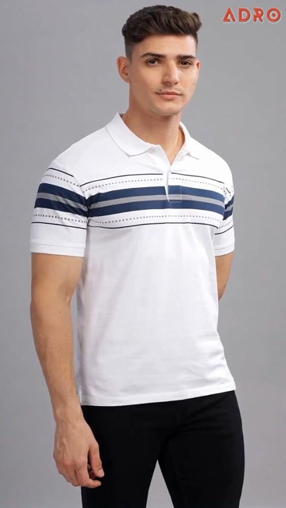 ADRO Regular Fit Polo T-Shirt Men Cotton Printed - Image 5