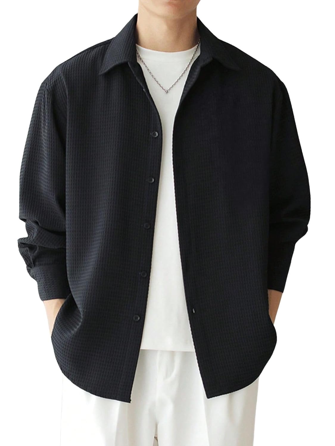 Leriya Fashion Men's Formal Button Down Shirt – Slim Fit Shirt's for Men | Textured Long Sleeve Poly - Authentic Leriya Clothing | UrbanThreads