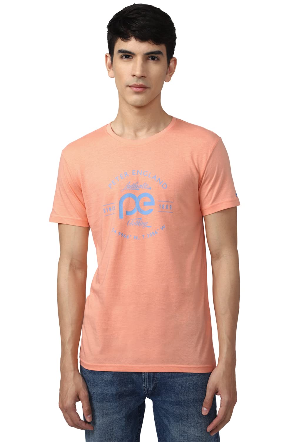 Peter England Men's Printed Slim Fit T-Shirt