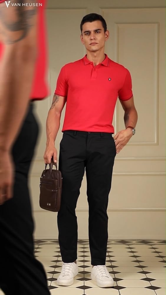 Van Heusen Men's Cotton Solid Regular Fit T-Shirt - Image 4