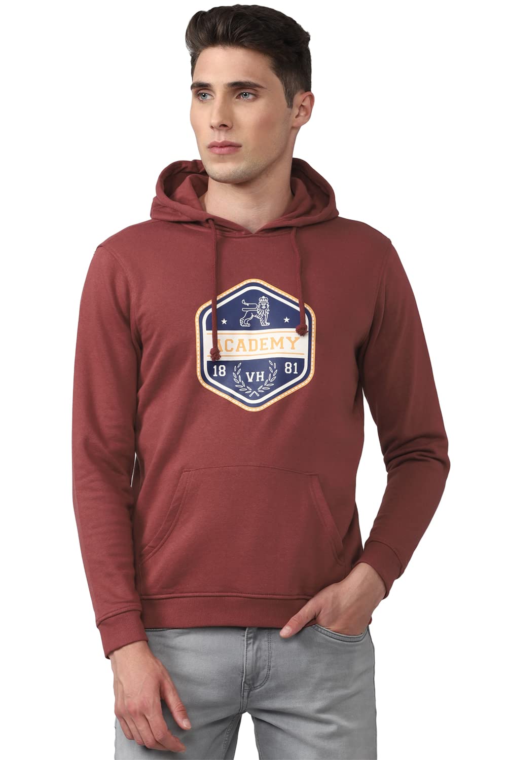 Van Heusen Men Cotton Blend Hooded Neck Sweatshirt