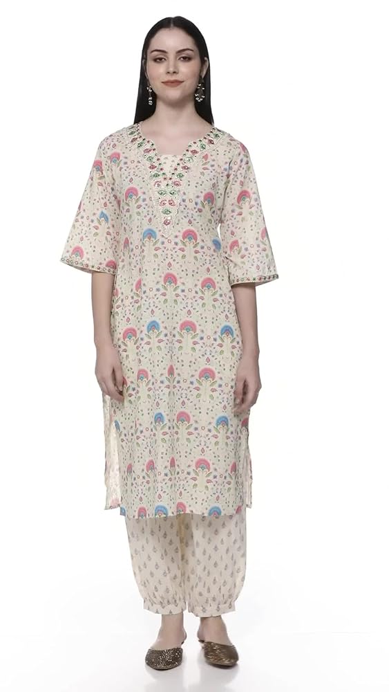 Libas Womens Printed Cotton Straight Kurta With Salwar - Authentic Libas Clothing | UrbanThreads - Image 3