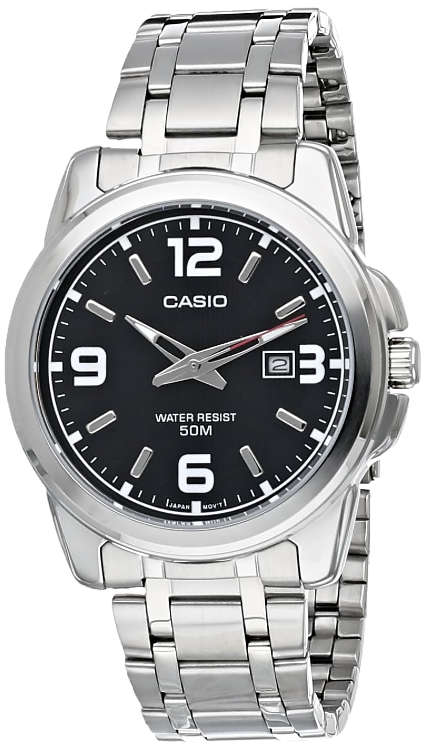 Casio Enticer Silver Watch Black Dial Men
