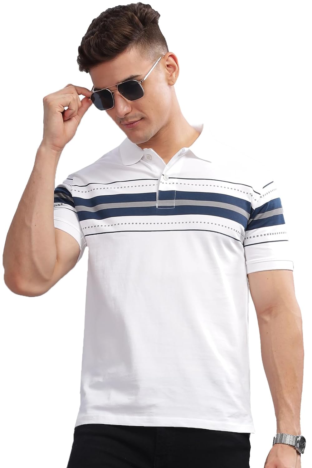 ADRO Regular Fit Polo T-Shirt Men Cotton Printed