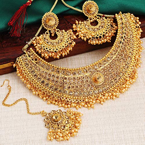 Sukkhi LCT Gold Plated Pearl Choker & Long Haram Necklace Set - Image 4
