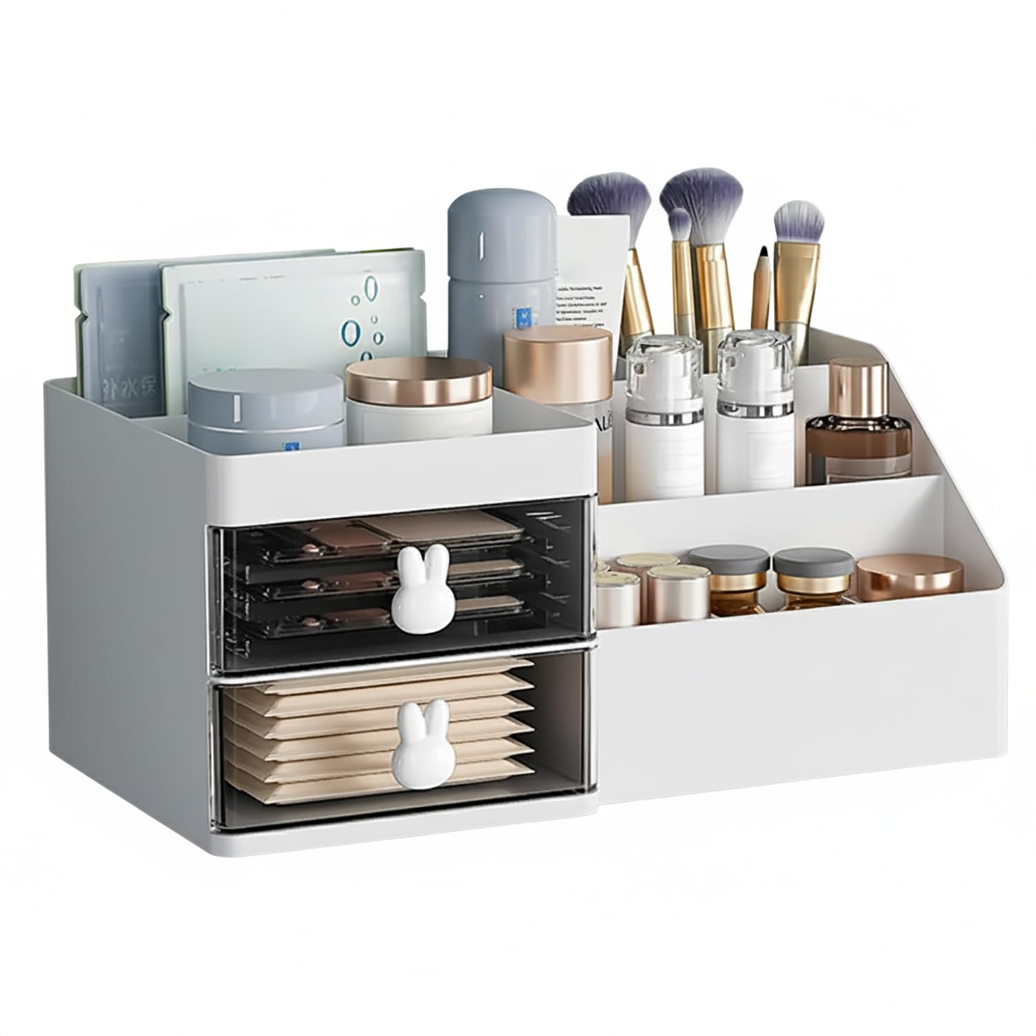 House of Quirk 2 Drawer Makeup Organizer Clear Storage